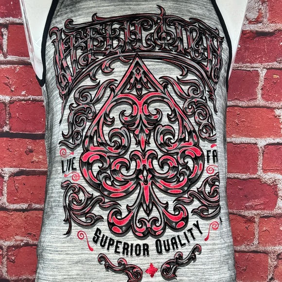 Affliction Men's Graphic Tank Top - Size: Small- Gray / Black - NWT - Picture 4 of 10